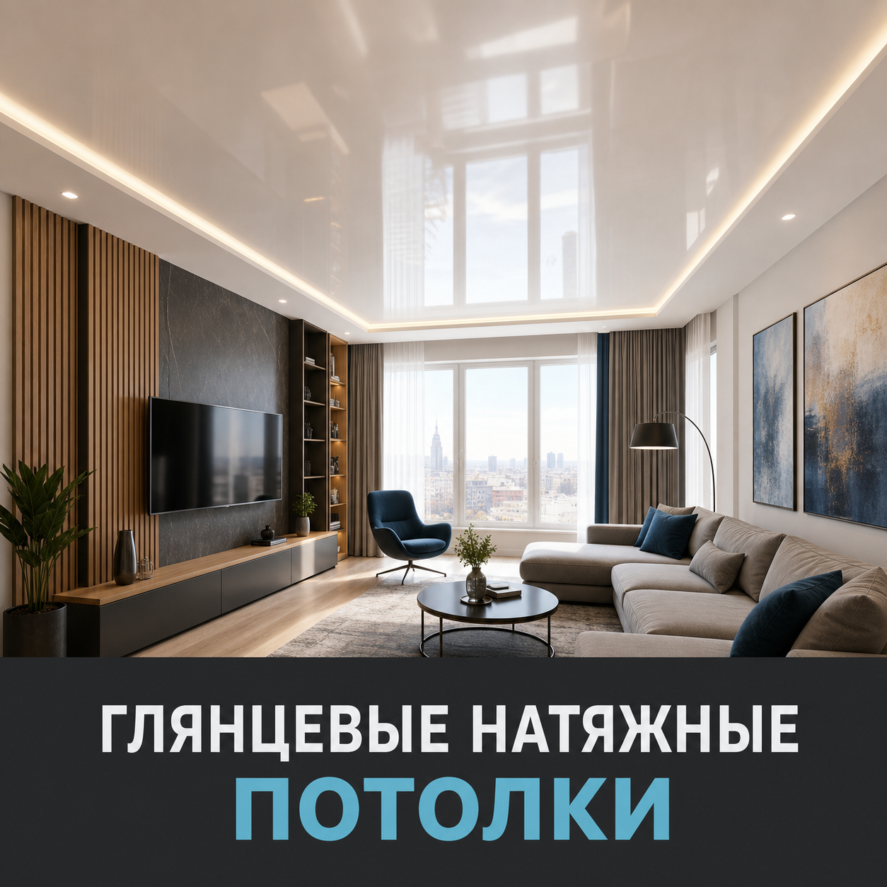 Глянцевые натяжные потолки
